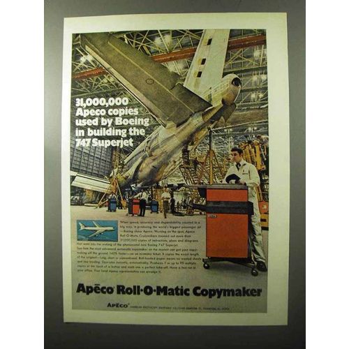 1970 Apeco Roll-O-Matic Copymaker Ad - Boeing 747