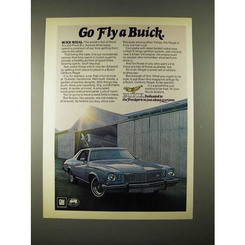 1974 Buick Century Regal Car Ad - Go Fly