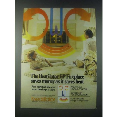 1978 Heatilator EP Fireplace Ad - Saves Money as it Saves Heat