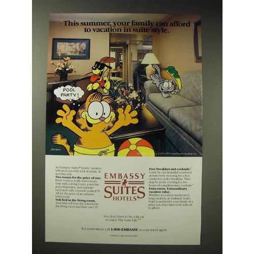 1987 Embassy Suites Hotels Ad - Garfield by Jim Davis