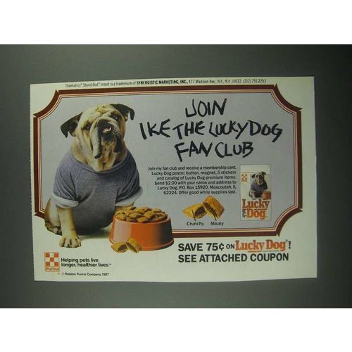 1987 Purina Lucky Dog Dog Food Ad - Ike The Lucky Dog Fan Club