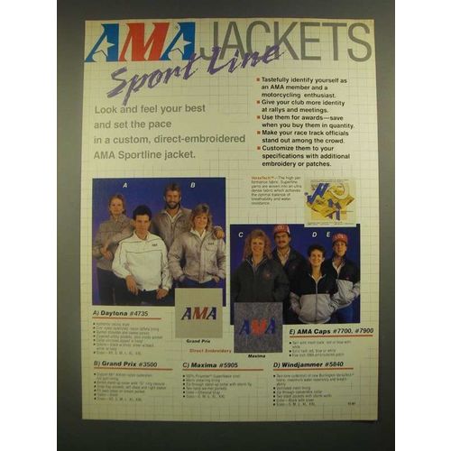 1988 American Motorcycle Association Ad - Sportline Jackets