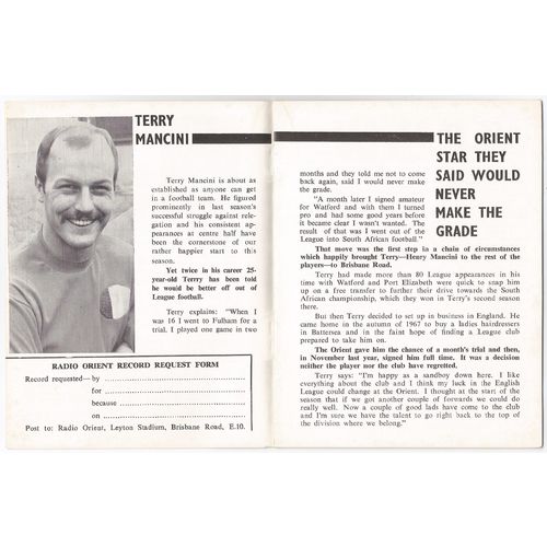 1968-69 ORIENT v WATFORD (Very Good Condition - No Writing)