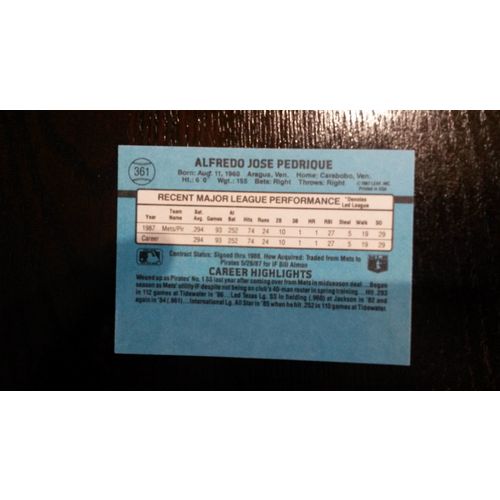 1988 Donruss Card # 361 Al Pedrique Autograph 201509270643 Pittsburgh Pirates