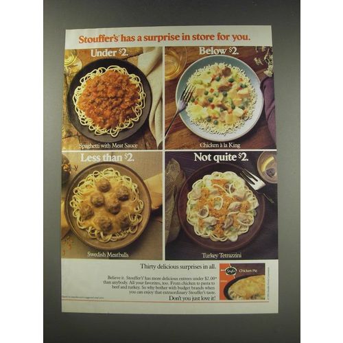 1991 Stouffer's Frozen Entrees Ad - Stouffer's has a surprise in store for you