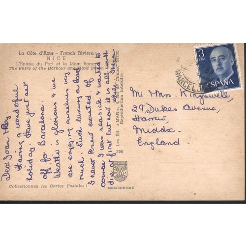 France PC 1964 - Nice - Cote d'Azur (posted in Spain)