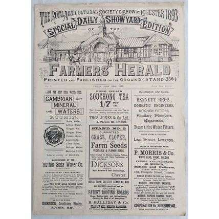 ROYAL AGRICULTURAL SHOW CHESTER 1893 BROCHURE - REPRODUCTION
