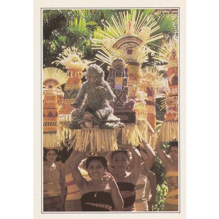 Bali Women offering Bearers Postcard unused VGC