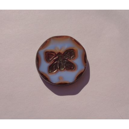 A Extra Large Butterfly Glass Bead Pendant 26mm Diameter Double Sided bd 037