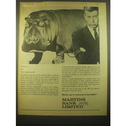 1966 Martins Bank Ad - Problems? Us? Well, haven't we all?