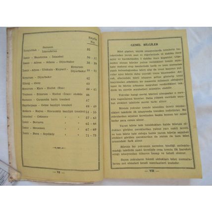 TCDD Turkey Train Timetable Amtliches Kursbuch TÜRKEI Indicateur officiel 1953