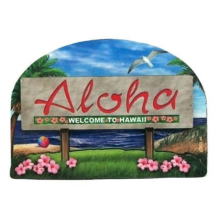 Hawaii State Welcome Sign Artwood Fridge Magnet