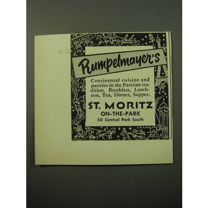 1950 St. Moritz Hotel Ad - Rumpelmayer's
