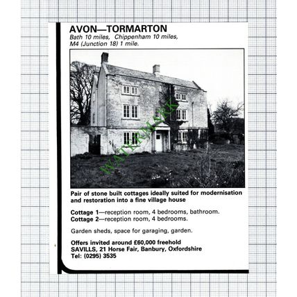 Tormarton Avon House Sale Advert - 1981 Cutting