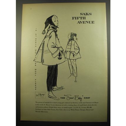 1955 Saks Fifth Avenue Snow Baby Coat Advertisement