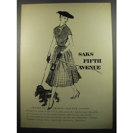 1955 Saks Fifth Avenue Dress Ad - Shades of shadow