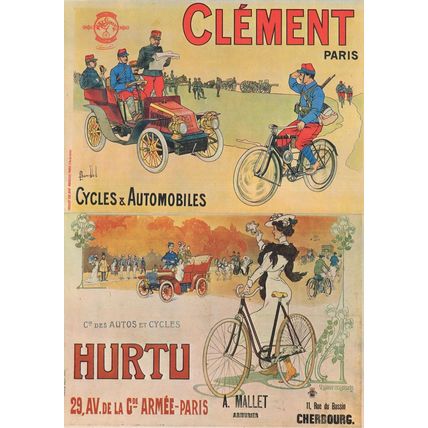 Clement Bicycles Hurtu Bike 2x French Poster Postcard s