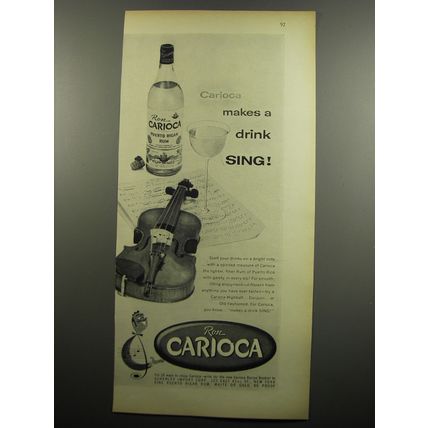 1955 Ron Carioca Rum Advertisement - Carioca makes a drink sing!