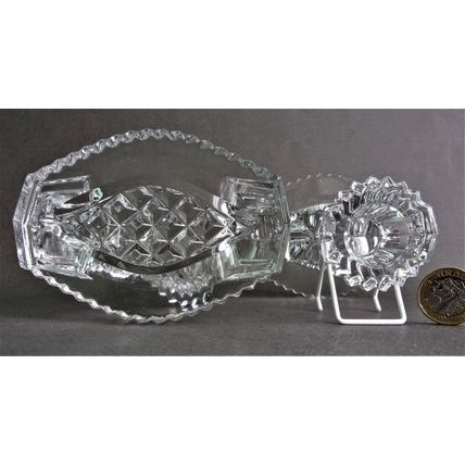 Art Deco Clear Glass Candle-Holders - Pair.