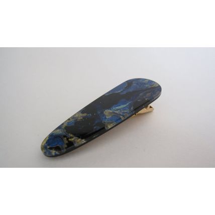 2 1/2 inch abalone shell effect blue multi-color marbled alligator hair clip