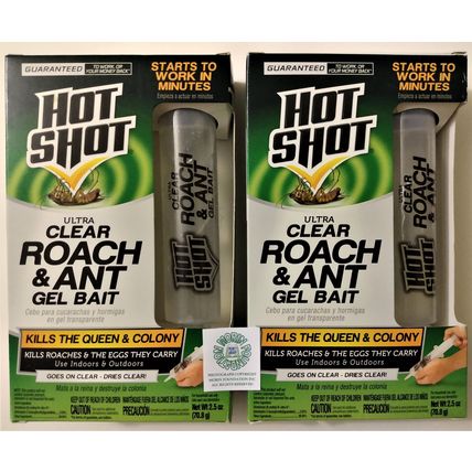 2 PACKAGES HOT SHOT ULTRA CLEAR ROACH & ANT GEL BAIT STARTS TO WORK IN MINUTES