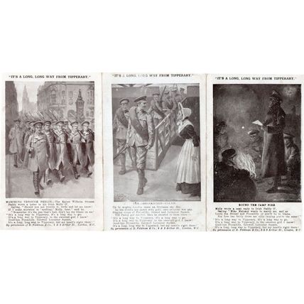 It's A Long Long Way From Tipperary Berlin Camp Fire 3x Military Postcard s