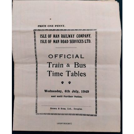 Isle of Man 1949 Official train and bus timetable