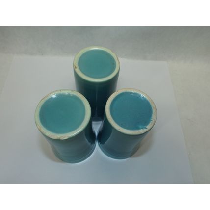 3 Vintage Fiesta FIESTAWARE Juice Cup Glass Turquoise Blue HLC 1930's 3 3/4"