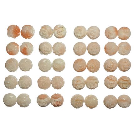 52277.0 40 Carved 6.5 mm Vintage Coral Harvested from the Sea 1970's to 1980's