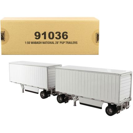 Wabash National 28' Double Pup Trailers White "Transport Series" 1/50 Diecast...