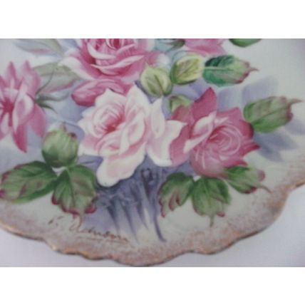 Vintage Ucagco Decorative Wall Plate Roses Signed Japan 1970's 8.5" diameter
