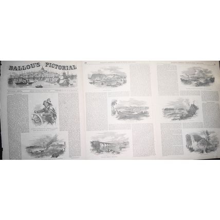 A Trip to Canada - Story & 8 Prints - Ballou's Pictorial, June 6, 1857. Original