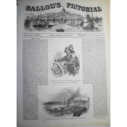 A Trip to Canada - Story & 8 Prints - Ballou's Pictorial, June 6, 1857. Original
