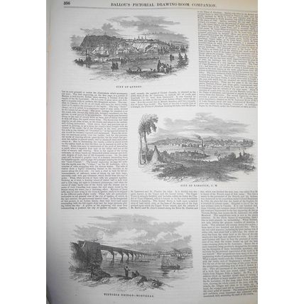 A Trip to Canada - Story & 8 Prints - Ballou's Pictorial, June 6, 1857. Original