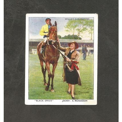 Cigarette Card Wills Racehorses and Jockeys 1938 #2 Black Speck