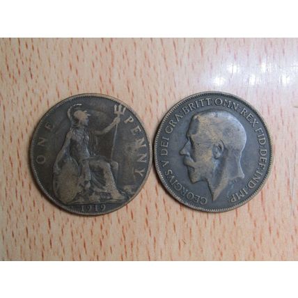 GB 1919h George V Penny Coin