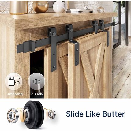 Easelife 5 FT Mini Cabinet Bypass Sliding Barn Door Hardware Track Kit,Easy Inst