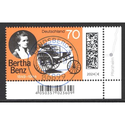 GERMANY 2024: 175th ANNIVERSARY BIRTH OF BERTHA BENZ - 70c CTO FULL GUM (G19)