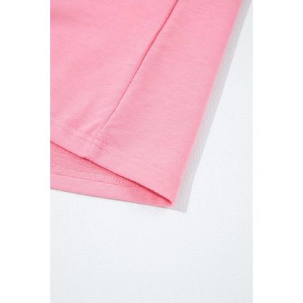 Sachet Pink Drop Shoulder Lace Ruffled Sleeve Patchwork Loose Sweatshirt