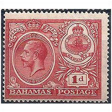 Bahamas 1920 SG107 1d Carmine (gum crease) Mounted Mint