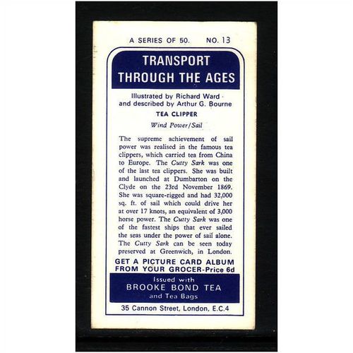 Brook Bond TRANSPORT THROUGH THE AGES No 13 Tea Clipper Mint
