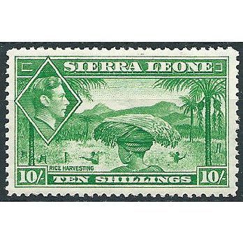 Sierra Leone 1938 SG199 10/- Emerald Green Mounted Mint ....