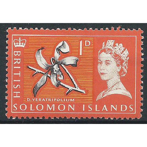 Solomon Islands 1965 SG113 1d Black, Orange & Yellow Mounted Mint . ..