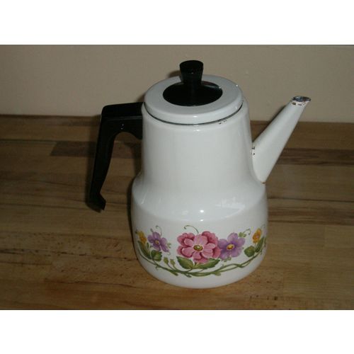 Vintage French Floral Enamel Coffee Pot