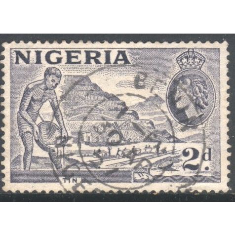 Nigeria 1953 - SG72cb - 2d slate - "Tin" - QE11 - used