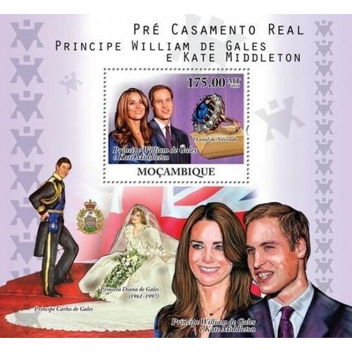 MOZAMBIQUE 2010 SHEET MNH PRINCE WILLIAM KATE ROYALTY ROYAL ENGAGEMENT 3A