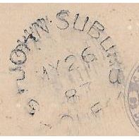 St. John Suburb, Quebec split ring cancel, 1887,