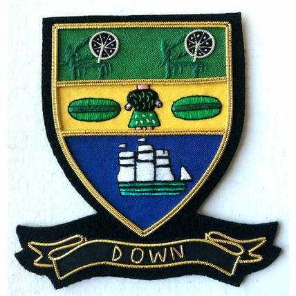 HAND EMBROIDERED IRISH COUNTY - DOWN - COLLECTORS HERITAGE ITEM TO BUY CP MADE