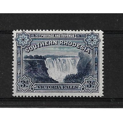 Southern Rhodesia.SG35b 3d Victoria Falls (Deep Blue).Mounted Mint.Aug21