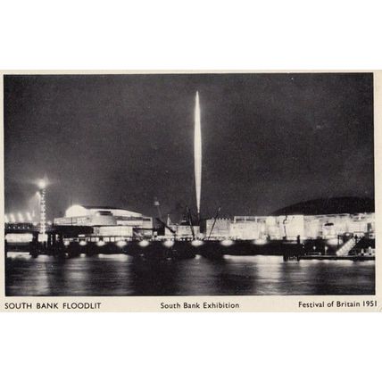 Festival Of Britain South Bank Exhibition Floodlit Illuminations RPC Postcard